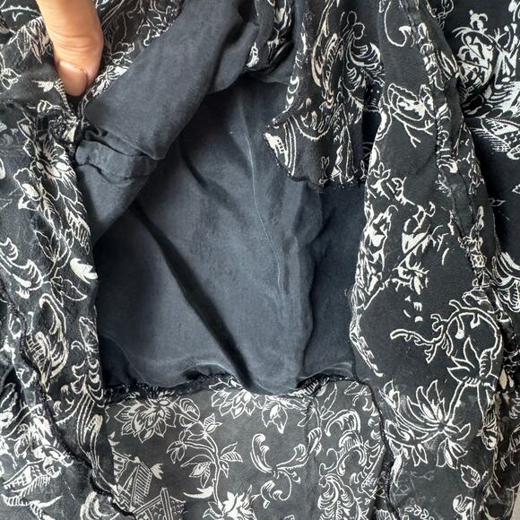 Allison Taylor Silk Blouse Women’s Petite Large Black Ruffle Whimsy Fairy Boho - Picture 9 of 14